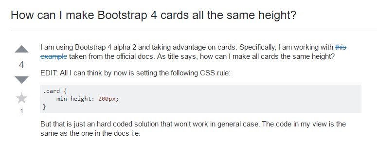 Insights on how can we  set up Bootstrap 4 cards just the  very same  height?